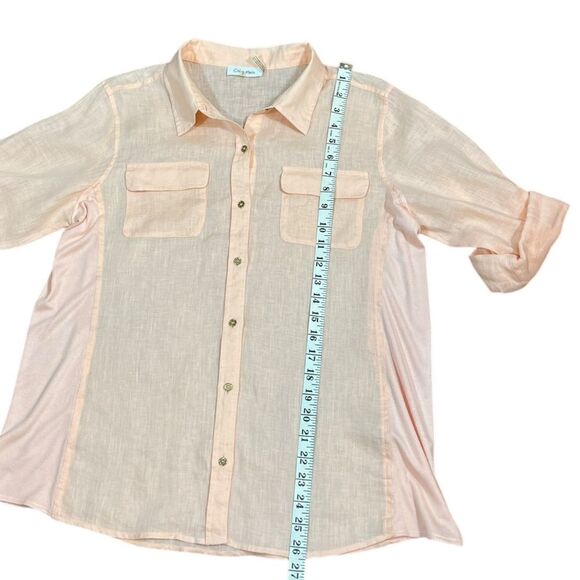 Calvin Klein Peach Button Up Blouse, Size L - Picture 6 of 7